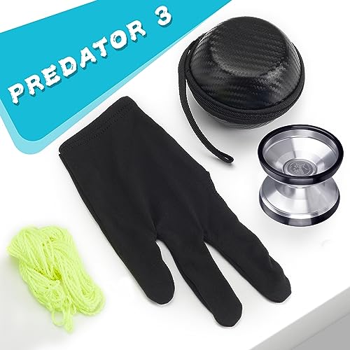 Hksod Professional Bi-Metal Yoyo, Unresponsive Yoyo for Adults Advanced Players Predator 3 Trick yoyo with Premium YOYO Bearingswith Yo-Yo Accessories - Sliver and Black