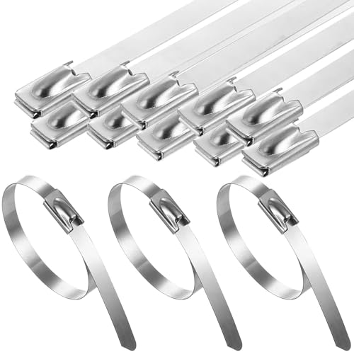 100 PzFascette Metalliche Stringitubo, 4,6 x 150 mm Fascette Stringitubo, Fascette in Acciaio Inox Autobloccanti con Fermo a Sfera in Acciaio per Requisiti di Legatura Tubi Scarico Interne Esterne