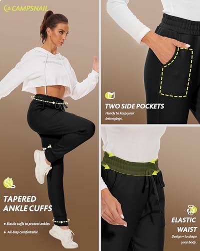CAMPSNAIL Fleece Lined Sweatpants Women - Joggers for Women with Pockets High Waisted Thermal Winter Warm Pants for Snow3