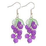 Gatuida Pendientes Decorativos De Uvas Moradas, 925 Plata De Ley, Diseño Creativo Hoja, Para Mujeres, Joyería De Moda Casual y Formal, Tamaño Pequeño