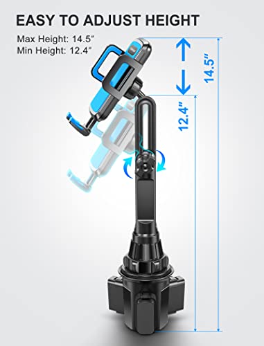TOPGO Cup Phone Holder [No Shaking & Height-Adjustable Pole] Car Phone Mount, Cell Phone Cradle Compatible with iPhone 16 and More Smart Phone(Blue) - Thumbnail 2