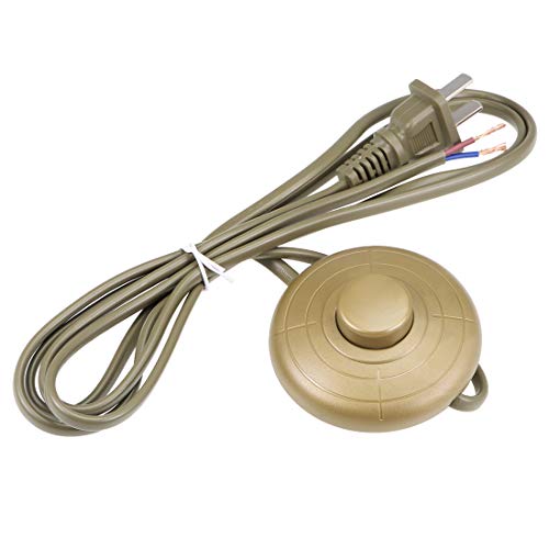 Uxcell Inline Foot Pedal Push Button Switch, Round Lamp Light Foot Control On/Off Latching Footswitch With 1.8M Wire Plug Bronze #TOP8