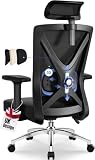 Daccormax Office Chair, Ergonomic Desk Chair with Lumbar Support, Mesh Office Chair Adjustable Armrests and Headrest, 135° Rocking PC Computer Chairs 150kg for Home Office