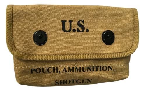 Us Wwii Canvas Shotgun Shell Ammunition Pouch Marked Khaki #TOP27