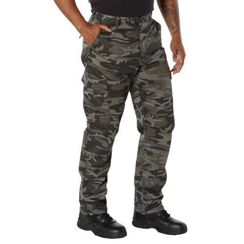 Rothco Tactical BDU Pants – Rugged Cargo Outdoor Hiking EDC Work Uniform, Black Camo, M