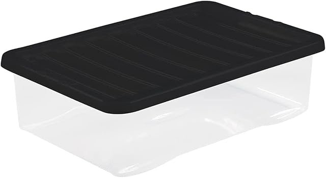 MULTI PACK OF 5 under bed 32 litre storage new (made in uk) CLEAR BASE