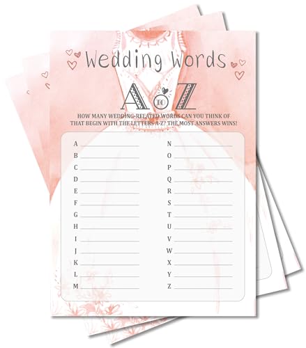 Bridal Shower Games, Wedding Games For Showers, Wedding Words Engagement Bachelorette Party Game, Bridal Shower Decorations, 30 Cards Per Set (Suit026)