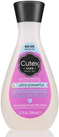 Gel Nail Polish Remover by Cutex, Ultra-Powerful & Removes Glitter and Dark Colored Paints, Paraben Free, 6.76 Fl Oz