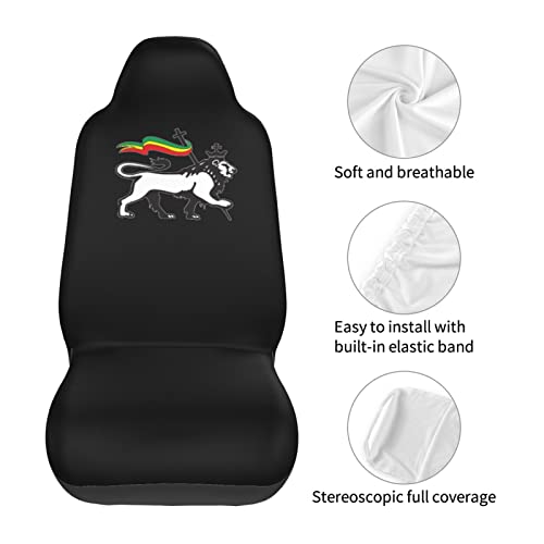 Nagris Rasta Lion Of Judah Car Seat Cover 2Pcs Easy To Install Breathable Saddle Cover Suitable For All Seasons Fit Most Cars Suv Sedan Trucks Two Pack #TOP4