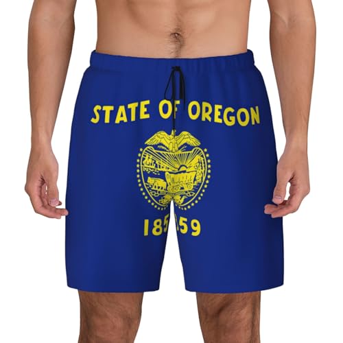 Short de bain double couche pour homme EdWal motif drapeau Oregon durable