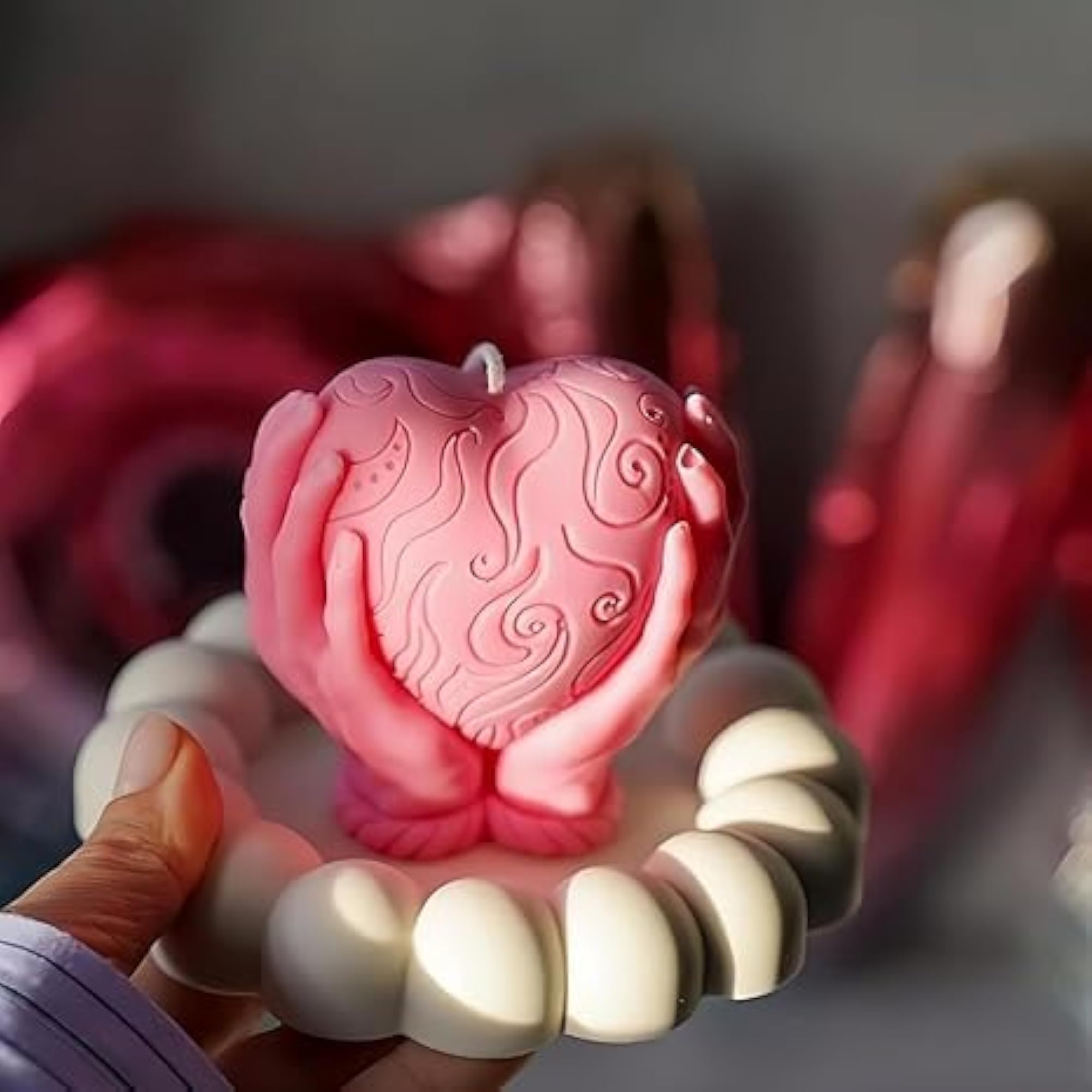 Scented Hand in Heart Shaped Candles, Aromatherapy Gift