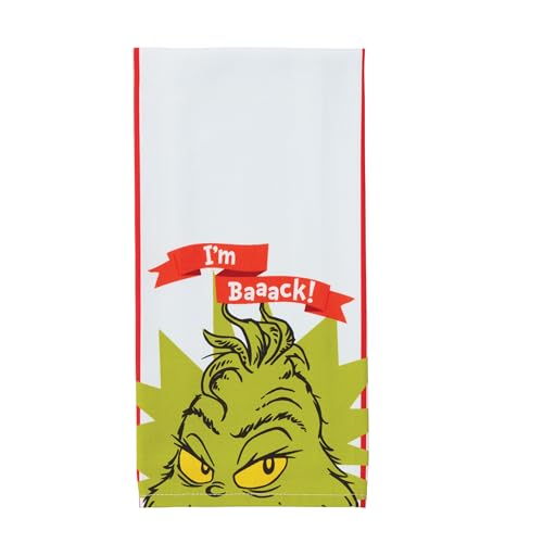 Department 56 Dr. Seuss the Grinch I'm Back Tea Towel Dish Cloth, 26.5 Inch, Multicolor