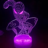 GLEDO -Veilleuse 3D super-héros jouets Spiderman pour garçons Cadeau garçon cadeau de fête d anniversaire de Noël pour enfants filles garçons