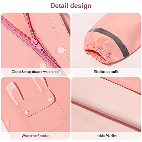 Intekids Children's Raincoats,3D Cartoon Kids Rain Jacket,Boys And Girls Primary School Students Raincoat, Kindergarten Dinosaur Rain Gear (Pink, L) #TOP4