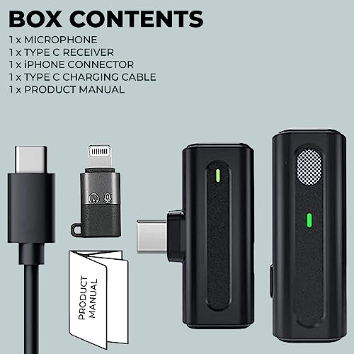 Image of K90 Wireless Microphone for YouTube and Voice Recording with Noise Reduction and Auto Pairing Facility Lapel Wireless Microphone for Type C Mobile and iPhone Collar Mic (Black, Pack of 1)