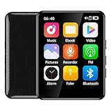 Zambuph Reproductor MP3 con Pantalla táctil, grabación integrada, Resistente al Agua, Ideal para Viajes y Senderismo, Negro, 128 GB