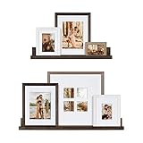 Kate and Laurel Bordeaux Farmhouse Gallery Floating Shelf and Wall Frame Kit, Set of 8, Multiple Finishes, Assorted Size Frames and Two Display Shelves