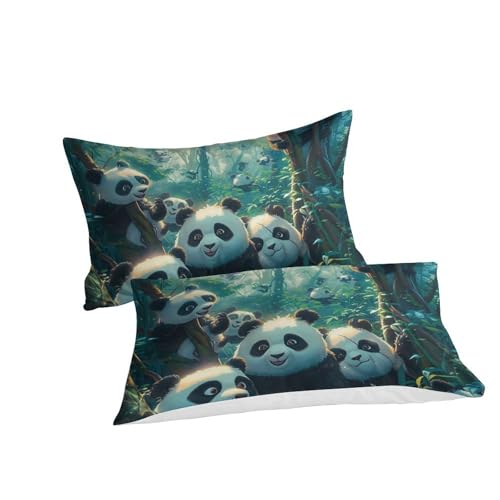 Housse de couette Panda 3D respirante pour literie simple infroissable - 3