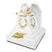 Angelo Triste Polyresin Statuary Angel Memorial - Extra Large - Holds Up to 220 Cubic Inches of Ashes - Gold Accents and White Cremation Urn for Ashes - Engraving Sold Separately