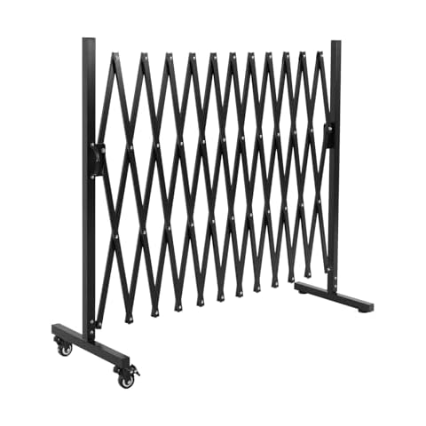 SMONTER Expandable Barricade Gate, 129" Metal Safety Barrier Gate with Casters, Accordion Garden Yard Fence Portable Dog Gates with Latch Indoor Outdoor Cover