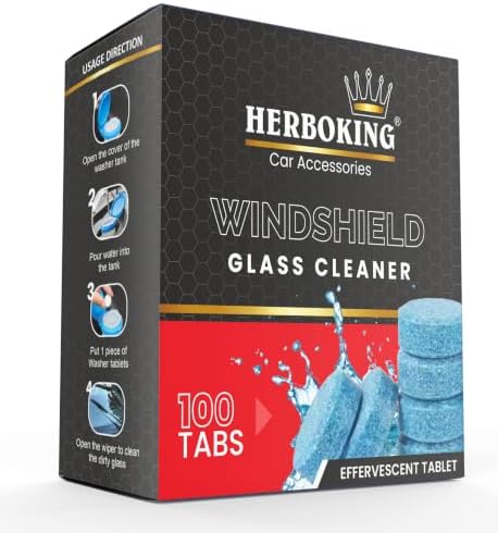 Windshield Washer Tablets 100 PCS Car Windshield Cleaner Tablet Concentrate Glass Cleaner for Car Windshield & Wiper Fluid Reservoir Streak-Free Cleaning Fast Dissolving Washer Fluid Tablets.