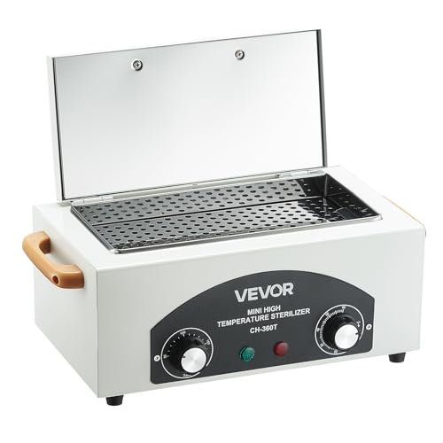 VEVOR Autoclave de Alta Temperatura, 2 L 300 W Caja de Desinfección con Temperatura y Tiempo Ajustables, Gabinete de Calor Seco para Herramientas de Uñas de Salones de Uñas, Laboratorios, Hogar