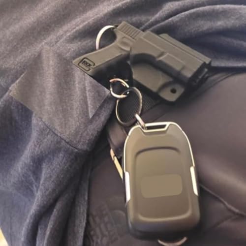 Image of Mini Gun Keychain With Holder Tactical Novelty Pistol Style Key Ring Clip Holster Accessory for Keys or Fob, Compact Gun Keychain Gift for Tactical EDC Fans