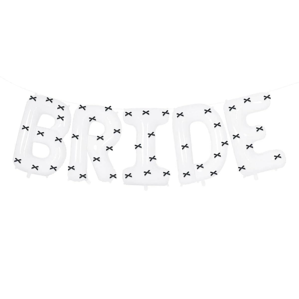 Black Bow Bride Balloons - 40 Inch White Foil Balloons, Bachelorette Party Decorations Wedding Bridal Shower Photo Booth Engagement Party Supplies