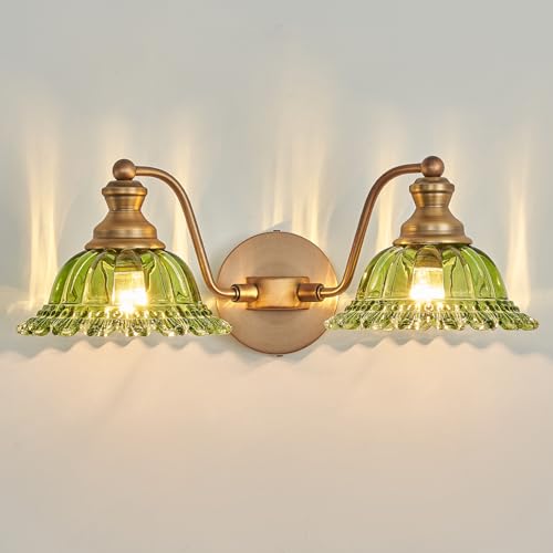 Image of XIEDUN Green 2 Light Vanity Light Bathroom Light Vintage Bathroom Light Fixtures