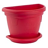 Pflanzkübel Balkontopf mit Untersetzer für den Außenbereich hängend Wand widerstandsfähig bruchfest PP Kunststoff 2,4L rot