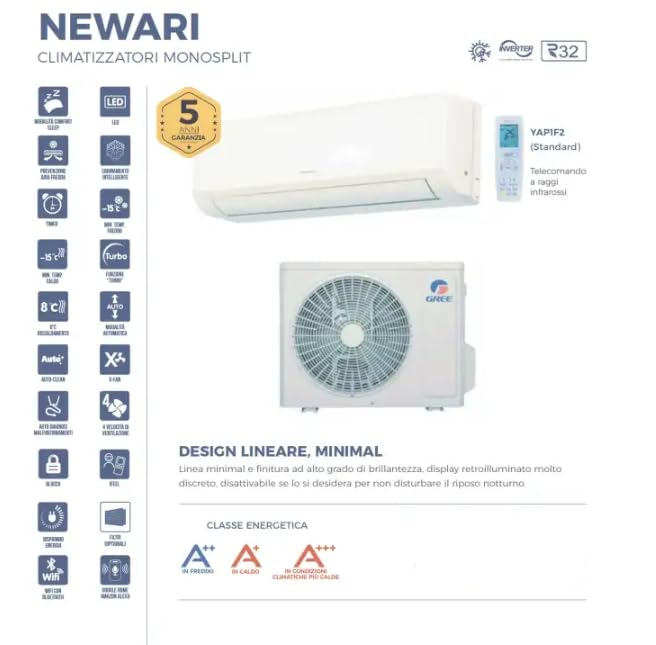 Climatizzatore Gree New Ari da 12000 btu inverter in R32 wifi con bluetooth A+++