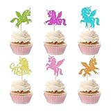 ZpiLkes 24PCS Unicorn Cupcake Toppers Glitter Colorful Unicorn Horse Cute Cupcake Toppers Decorations for Unicorn Theme Party Baby Shower Kids Birthday Party Supplies