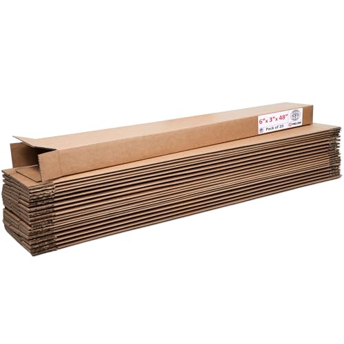 Image of Tall Cardboard Boxes 6 inchL x 3 inchW x 48 inchH (Pack of 20) - USA-Made Packing Boxes for Moving, Shipping, or Storage - USPS, UPS, FedEx Approved - Professional Packing Supplies for Moving | USA-Made Packing Boxes for Moving, Shipping, or Storage - USPS, UPS, FedEx Approved - Professional Packing Supplies