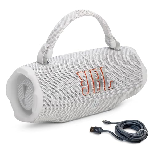 JBL Charge 6 (blanco) + paquete con cable trenzado USB-C