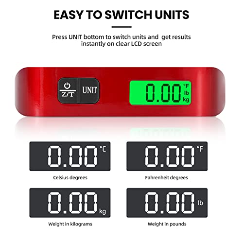 Image of BAGAIL Digital Luggage Scale, 110lbs Hanging Baggage Scale with Backlit LCD Display, Portable Suitcase Weighing Scale, Travel Luggage Weight Scale with Hook, Strong Straps for Travelers