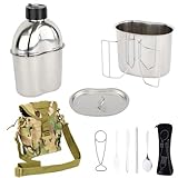 Mastiff Gears® 304 (18/8) Stainless Steel (FDA Compliant) US G.I Style Canteen Kit Cooking Set...