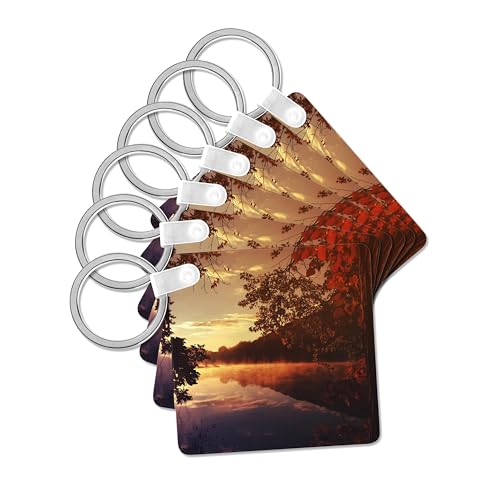 Llaveros de fotografía otoñal juego de 6 piezas cuadradas de 2.25 pulgadas