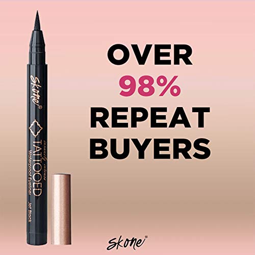 Skone Cosmetics Insanely Intense Tattooed Eyeliner Pen - 5-Piece Set - Waterproof Liquid Eyeliner, Sweat Proof, Smudge Proof Liquid Eyeliner - 5 Bold Colors (Black, Brown, Navy, Plum, Hunter Green) #TOP1