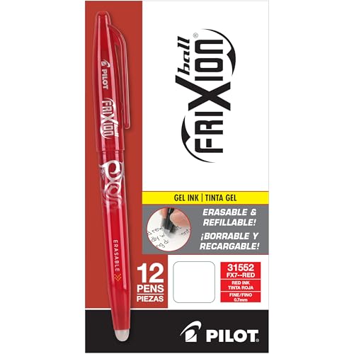 Image of Pilot FriXion Ball Erasable Gel Pens, Fine Point, Red Ink, Dozen Box (31552)