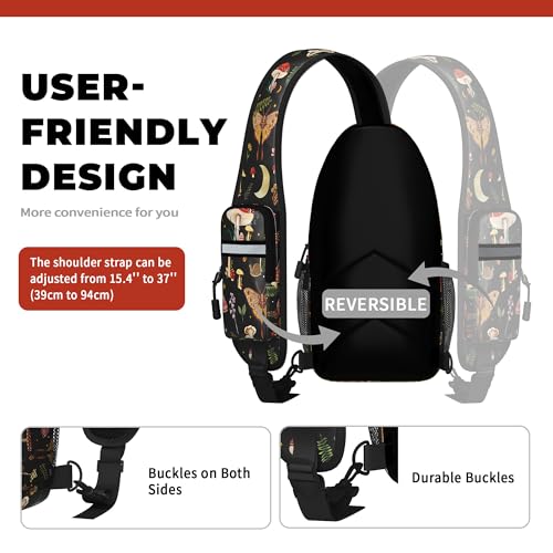 Image of Mushroom Sling Bag For Women Men Small Crossbody Bags Mini Water Resistant Casual Chest Bag Backpack Shoulder Daypack For Travel Hiking