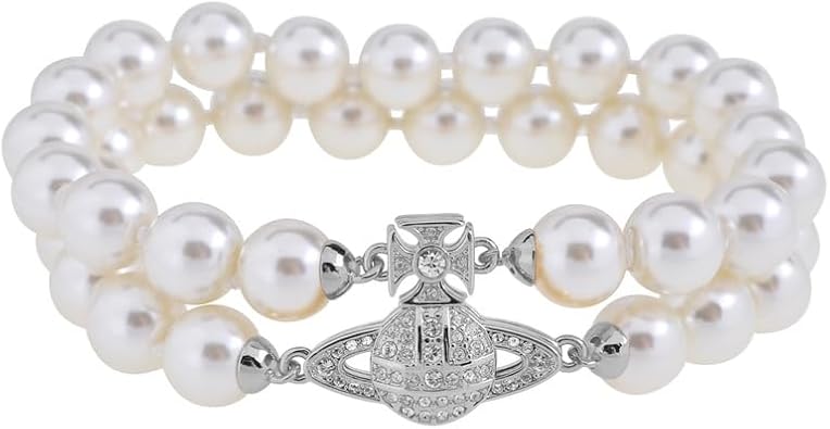 Double-Layered Pearl Saturn Bracelet for Women Handmade Shining Crystal Quartz Planet Jewelry