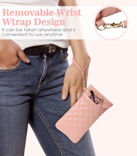 Image of MoKo Squeeze Top Glasses Pouch, Portable Leather Soft Sunglasses Case Anti-Scratch Eyeglasses Bag Goggles Sleeve