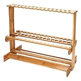 Lljsszr Bamboo Fishing Rod Rack, Pole Holder Easy Installation Floor Standing Storage Stand Organizer for Boat Fishing Garage Indoor, 47 Holes