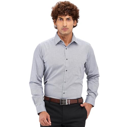Image of Raymond Men Cotton Slim Fit Structure Pattern Semi Cut Away Collar Formal Shirt