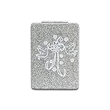 12 Pcs Bridal Wedding Bird Shower Silver Compact Mirror Square Glitter Pu Leather Makeup Mirror Recu