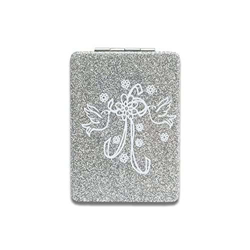 12 Pcs Bridal Wedding Bird Shower Silver Compact Mirror Square Glitter Pu Leather Makeup Mirror Recuerdos De Mis Años Birthday Party Favors #TOP20
