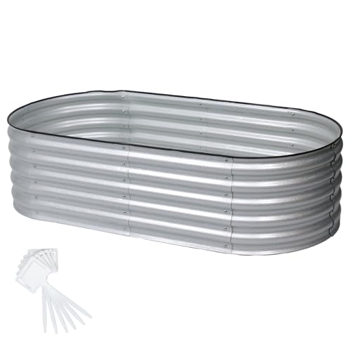Aoodor 4 in 1 Modular Aluzinc Metal Raised Garden Bed Outdoor Garden Planter Box for Vegetable Flower Herb - Silver