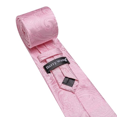 Image of Barry.Wang Men Tie Set Paisley Silk Necktie Pocket Square Cufflinks Formal Wedding Business Party
