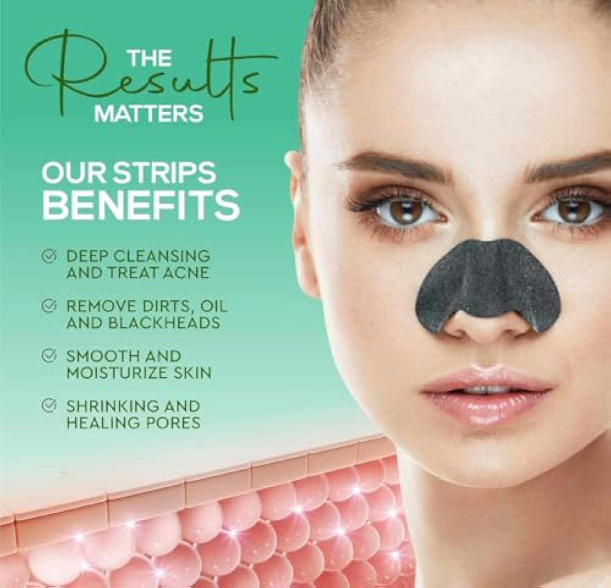Charcoal Nose Strips for Blackhead Removal, Deep Cleansing