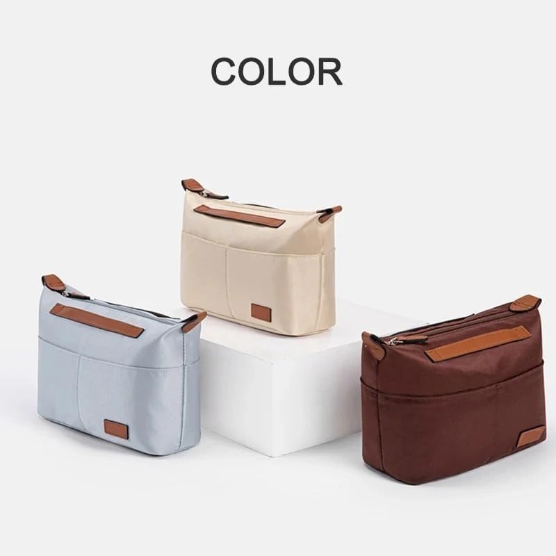 Organizzatore interno per borsa in tessuto satinato, accessorio per borse Longchamp LE PLIAG, aumenta lo spazio, inserto anti-collasso con tasche (Beige, M-28x18x12cm)